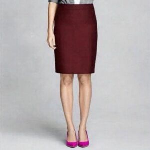 J. Crew Wool Pencil Skirt in Eggplant/Burgundy